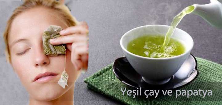 Göz altı morlukları için papatya ve yeşil çay maskesi